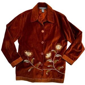 Women’s Jessica Holbrook Y2K Wearable Art Embroidered Velvet Jacket Size M